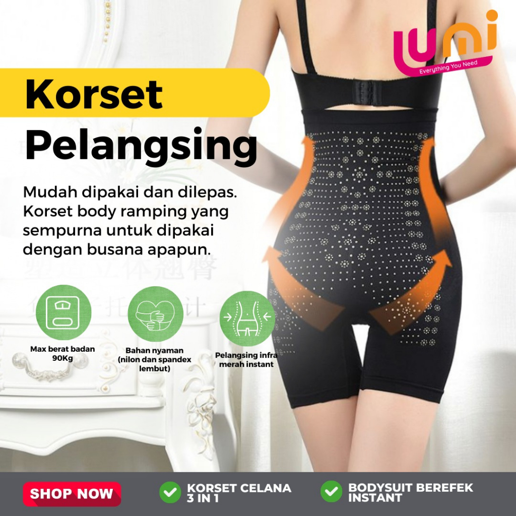 Korset Celana Infrared Pengencang Pinggang dan Pantat Pants InfraRed 3 in 1 Korset Stocking Pelangsing Perut Original