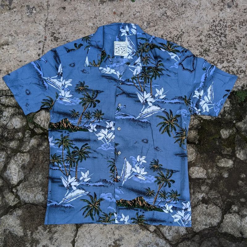 Kemeja christian stephanus open collar hawaii vintage