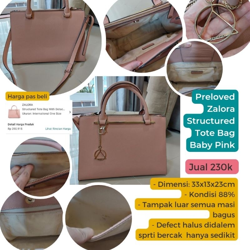 Tas Handbag Zalora Structured Totebag Baby Pink