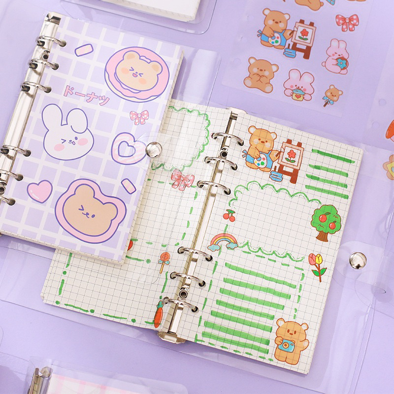 

AJS Notebook/ binder 100pcs halaman / buku diary sticker anak / jurnal /planner/ agenda plastik / buku catatan kecil NB26