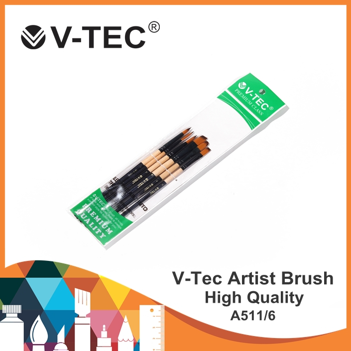 

V-Tec Artist Brushes A511/6 Premium Class / Kuas Lukis VTec / Kuas Lukis / V-Tec A511/6