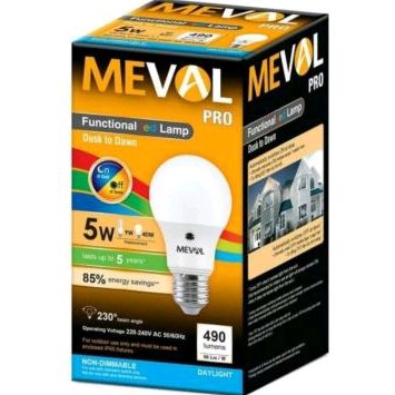 MEVAL Bohlam LED Photo Sensor (Sensor Cahaya) 5 Watt Standar SNI