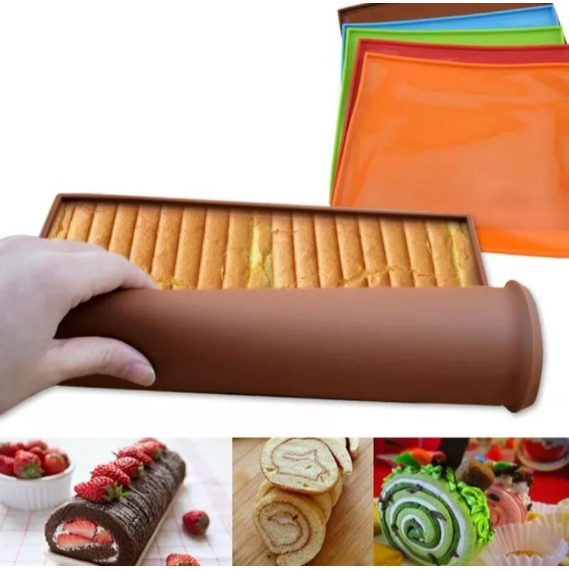 (CLASHOP)Loyang Bolu Gulung Anti Lengket Roller Swiss Roll Roller Baking Mat Non-stick Silicone Baking Pad Tools