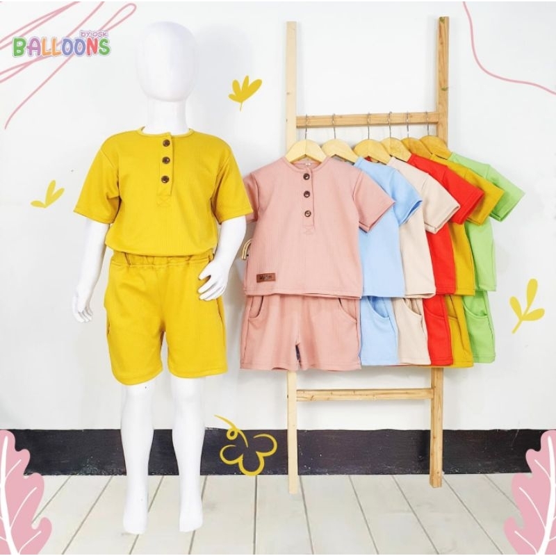 Balloons Setelan Baju Anak Unisex Akio Stretch 1 - 5 Tahun