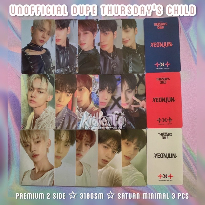 [MIN 3] DUPE THURSDAY'S CHILD ♡ txt unofficial photocard premium 2 sisi 310 gsm thursday minisode 2 hate end mess ♡ yeonjun soobin beomgyu taehyun hueningkai