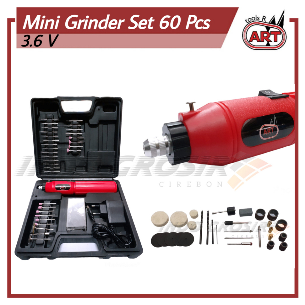 ART Mini Grinder Mini Bor Mini Grinda Set 60 pc Rechargeable Mesin Bor Gerinda