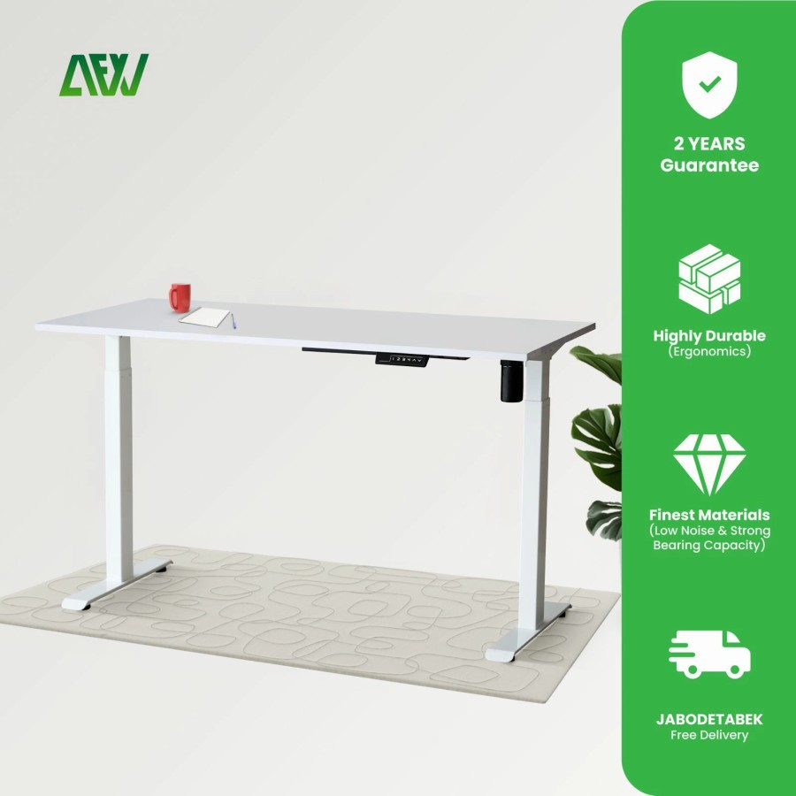 Kaki Meja Elektrik Adjustable Electric Working Gaming Desk ALL FOR WORK - Single Desk 2791