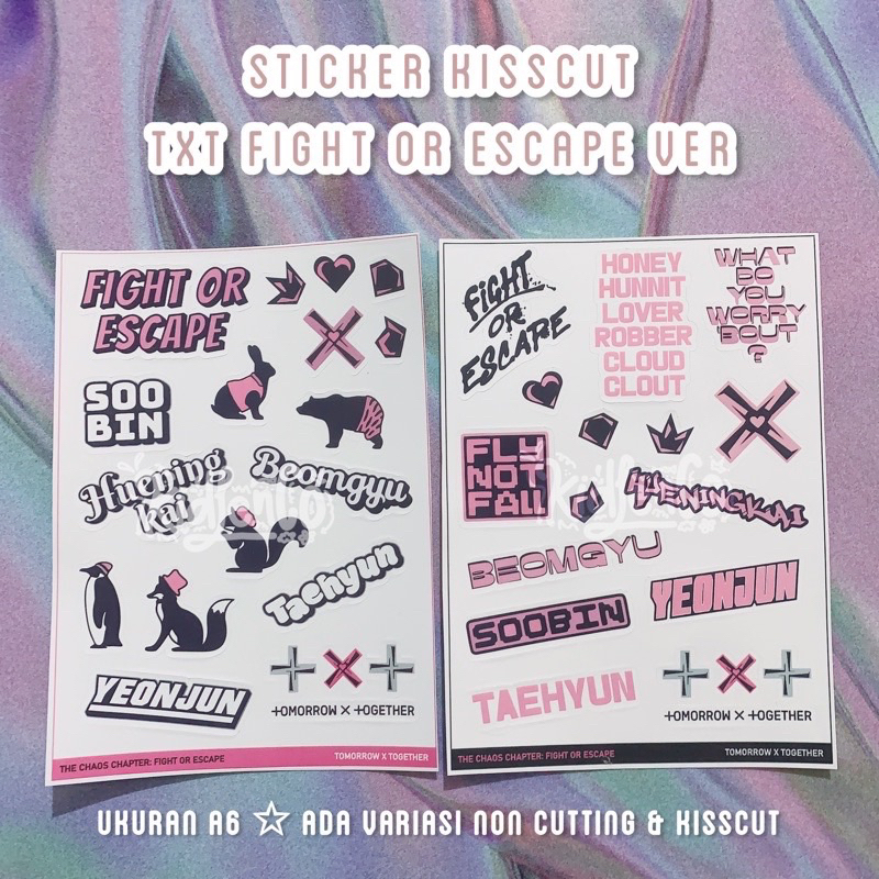 unofficial sticker txt fight or escape ver ♡ sticker karakter member foe tccfoe kiss cut kisscut vinyl ♡ yeonjun soobin beomgyu taaehyun hueningkai