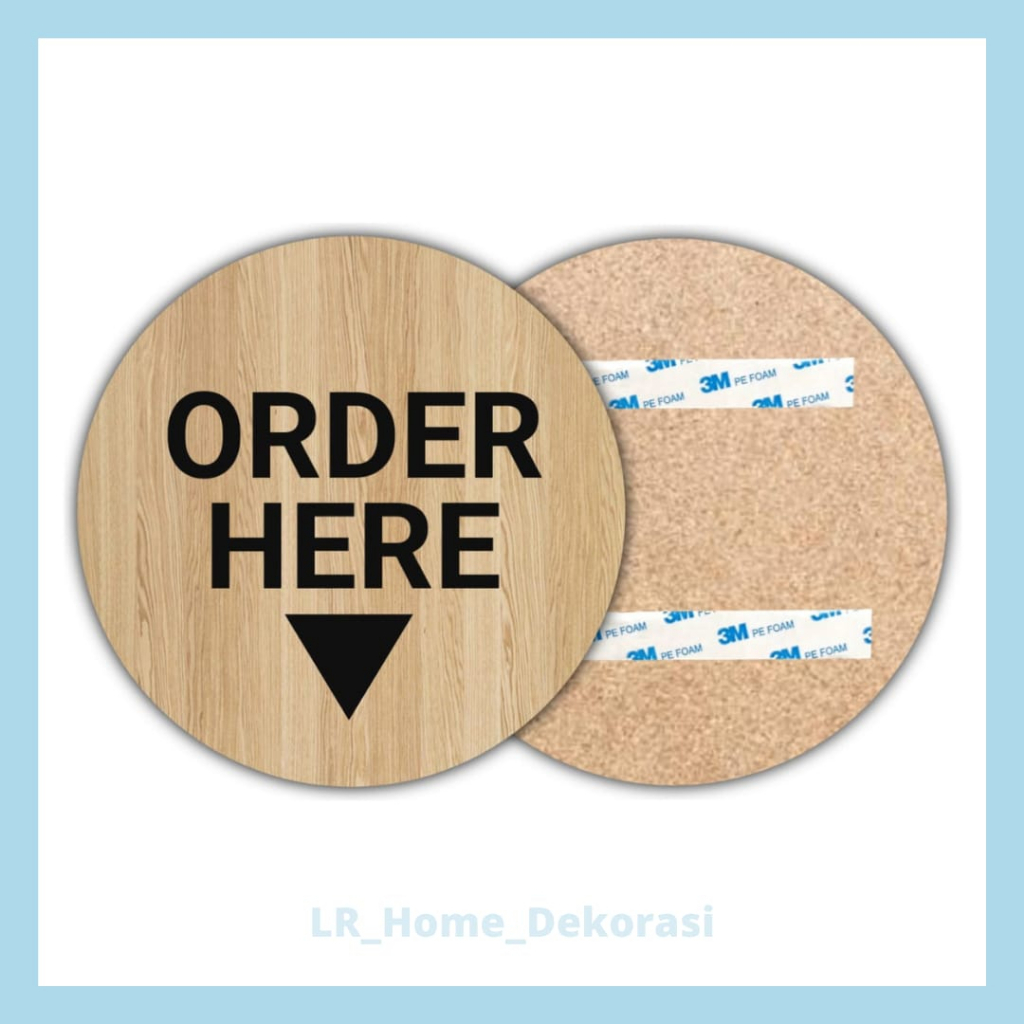 Sign "Order Here" | Papan Tanda "Order Here" Diameter 20cm | Dekorasi Cafe | Dekorasi Dinding