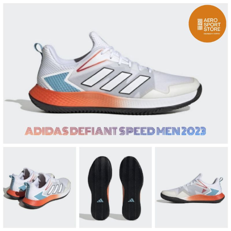 [ SEPATU TENIS LAPANGAN ADIDAS DEFIANT SPEED MEN 2023 - PUTIH ]