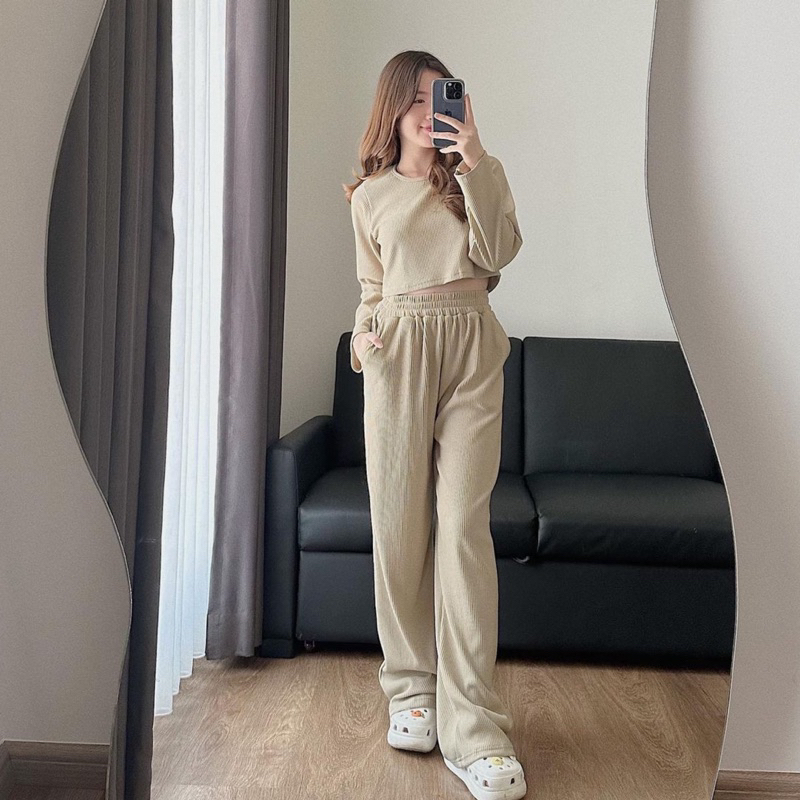 lookatmeofficial - Winny One Set - Setelan Wanita Bahan Knit Lengan Panjang