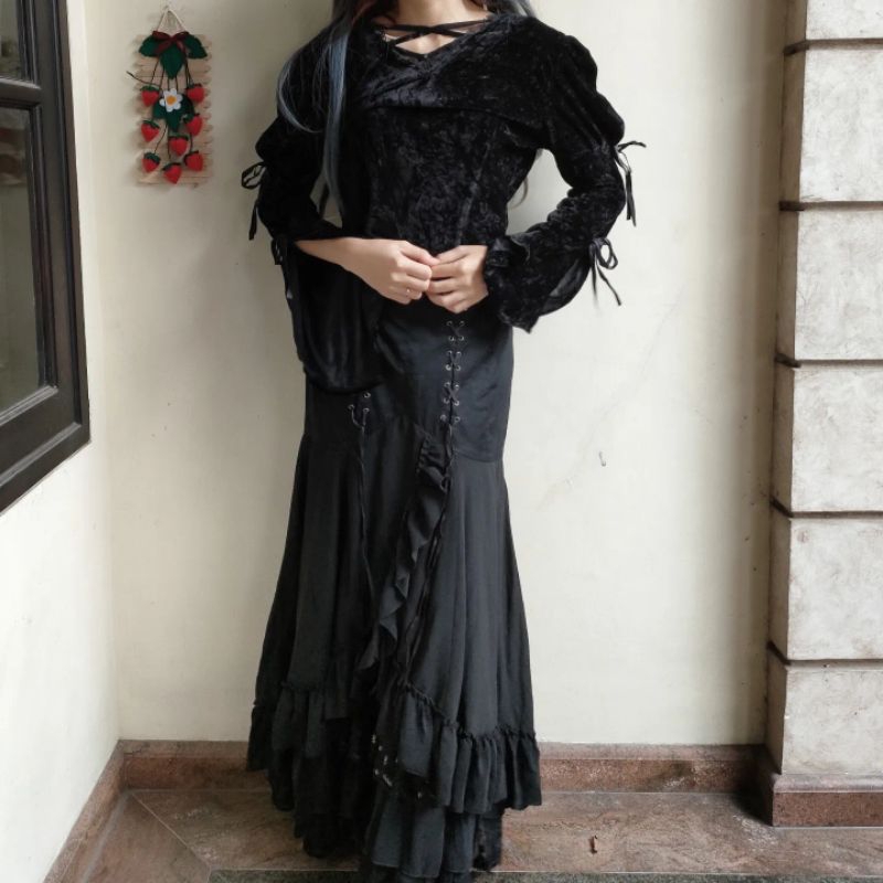 [708] PREMIUM GOTHIC 2PCS BLACK PEACE NOW