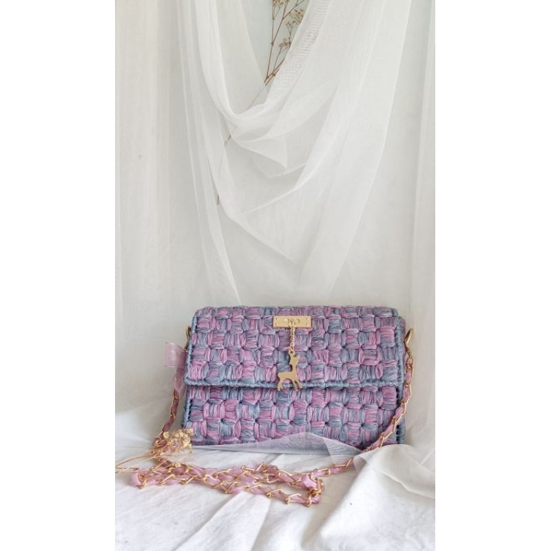 DIY tas rajut | DIY tas pita | Tas wanita |tas cewek | plastik canvas | pita organza | Pita