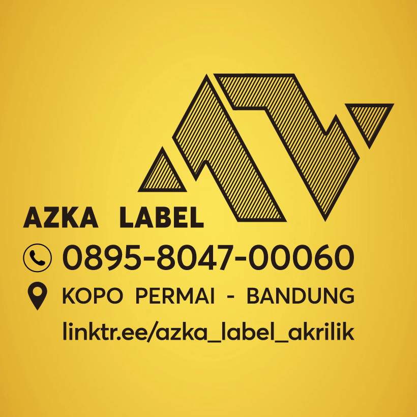 Label akrilik bentuk nama dasar hitam tulisan gold order minimal 100pcs