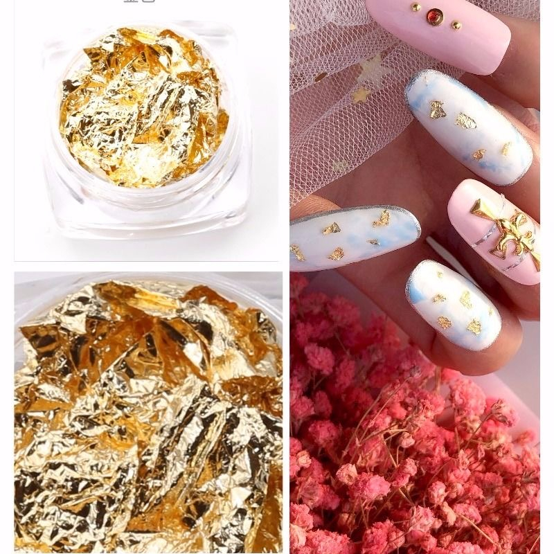 Foil Nail Art Aluminium Flakes Gold and Silver foil // Kerta Foil Nail Art