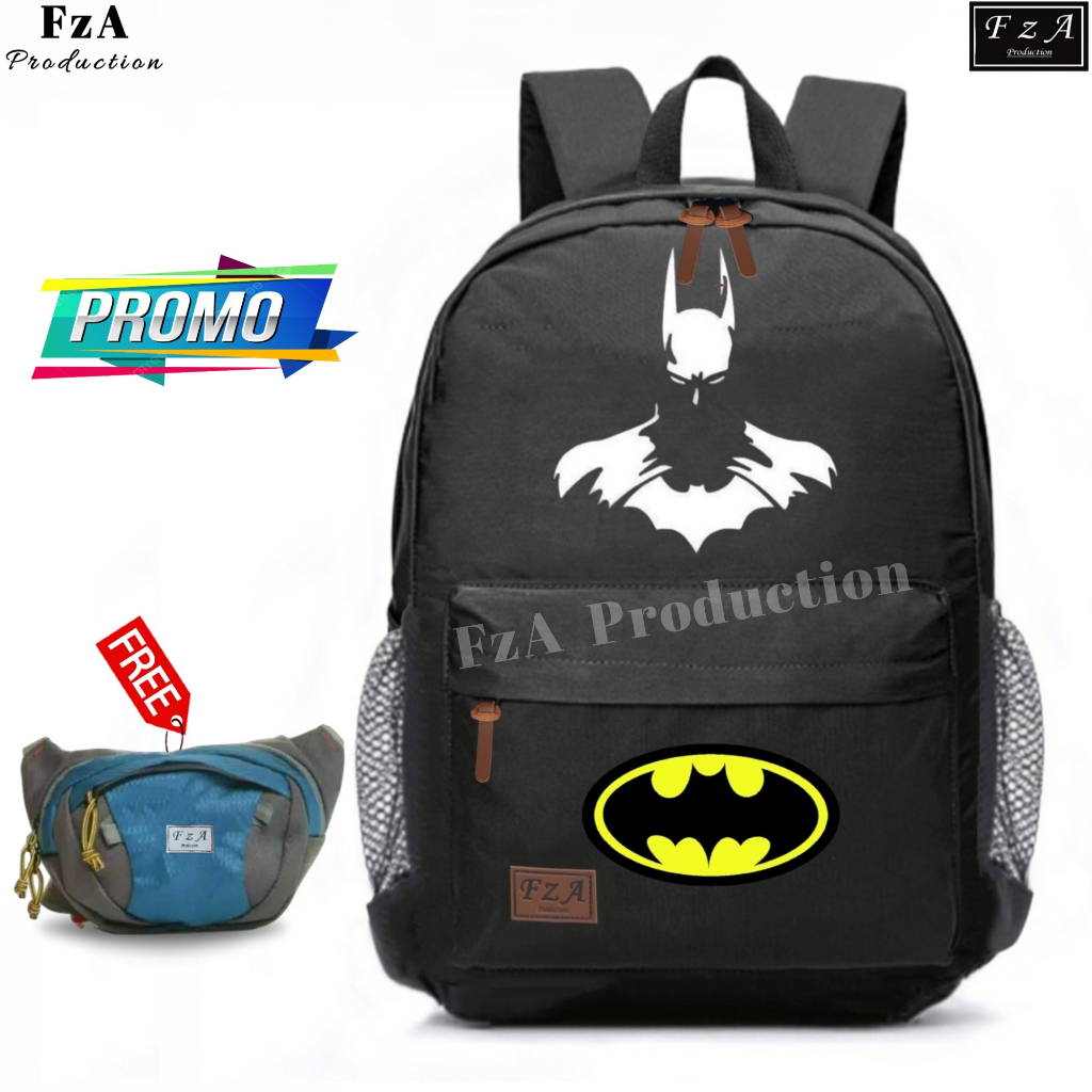 FzA Official -Tas Ransel anak laki laki - Tas Ransel Anak Sekolah - Tas Ransel Sekolah anak laki-laki anak perempuan Backpack Sekolah Anak [ High Quality ] - Black Curacter Kids FREEE Waistbag