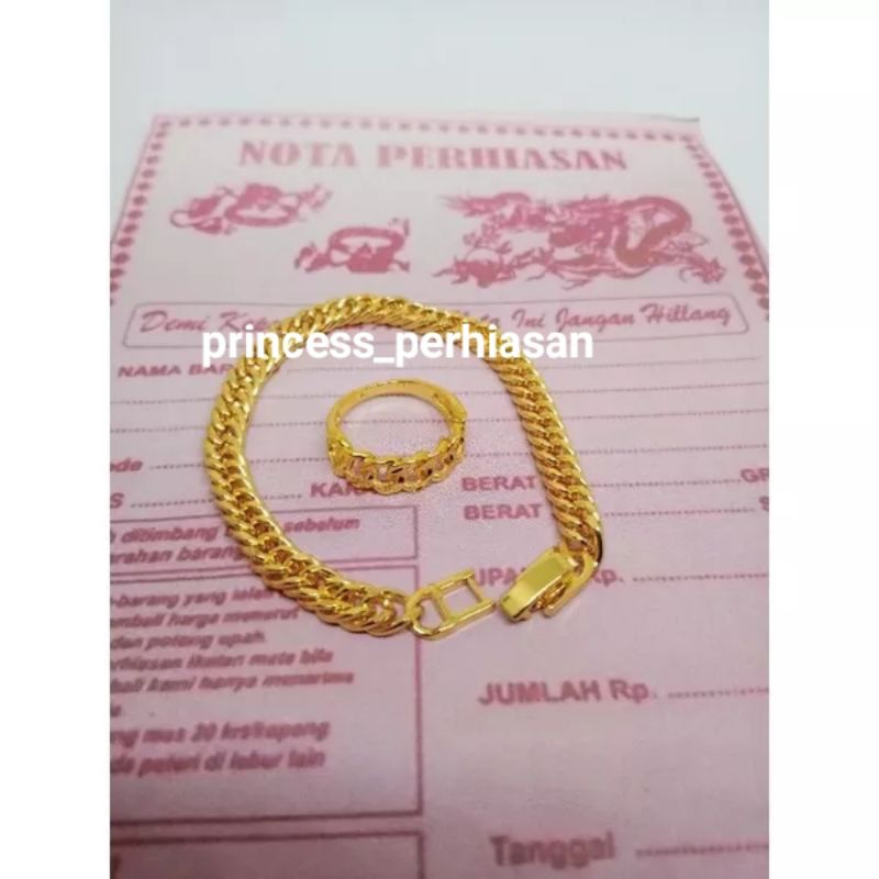 gelang tangan rantai free cincin import terbuat dari coin 1991-1995 lapis emas asli anti luntur anti