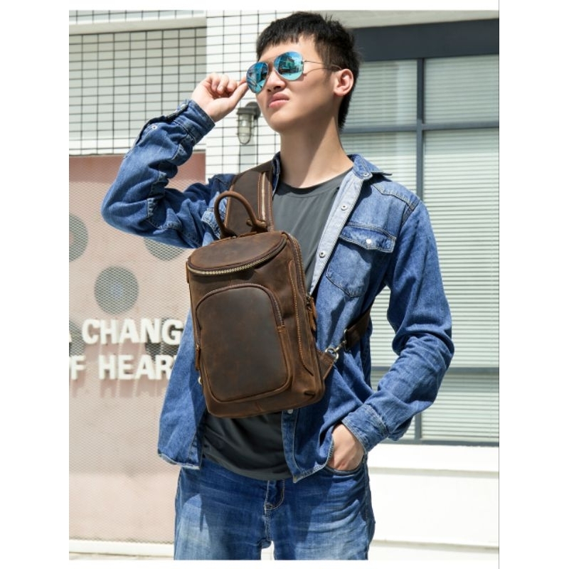 tas selempang kulit buat pria tas kulit laki asli garut - tas pria kulit sapi asli lembut kulit