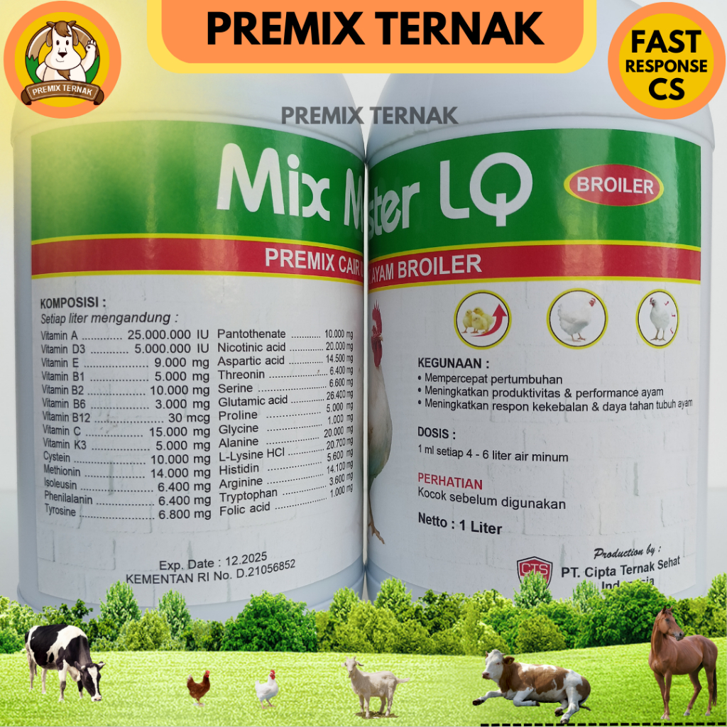 MIX MASTER LQ BROILER - Premix Cair Pemacu Pertumbuhan Ayam Broiler Pedaging