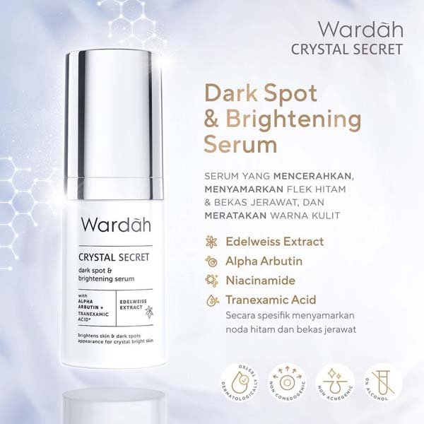 WARDAH White Crystal Secret Series | Day Night Eye Cream Brightening Essence Mask Scrub_Cerianti