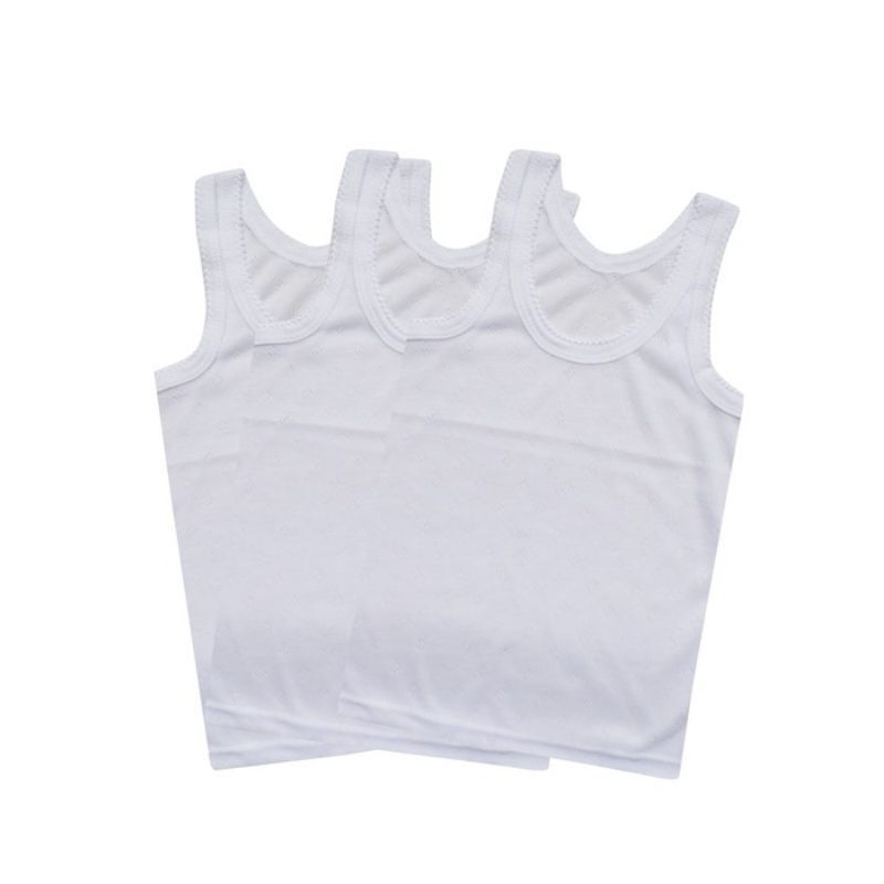 3 PCS singlet Anak Putih Polos L3 Usia 4-5 Tahun