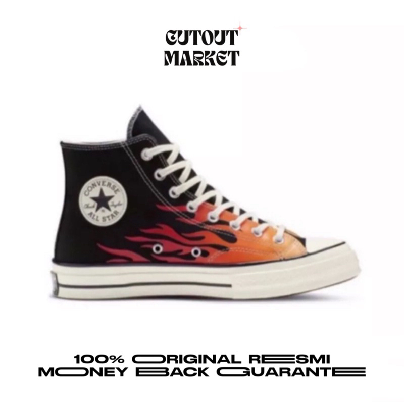 Converse 70 High ‘Archive Print Flame Black Enemel Red Egret Bold Mandarin’