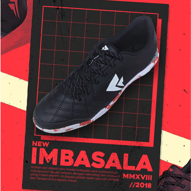 SEPATU FUTSAL SEVSPO TOP IMBASALA BLACK RED CAMO ORIGINAL 100% BISA COD