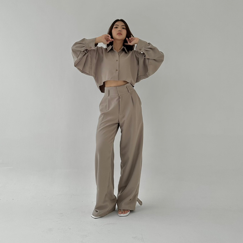 NOOR PANTS - Celana Panjang Straight Pants Highwaist Murah Wanita Trousers Lurus Wide Baggy Leg Kulot Korean Basic Highwaisted Posha