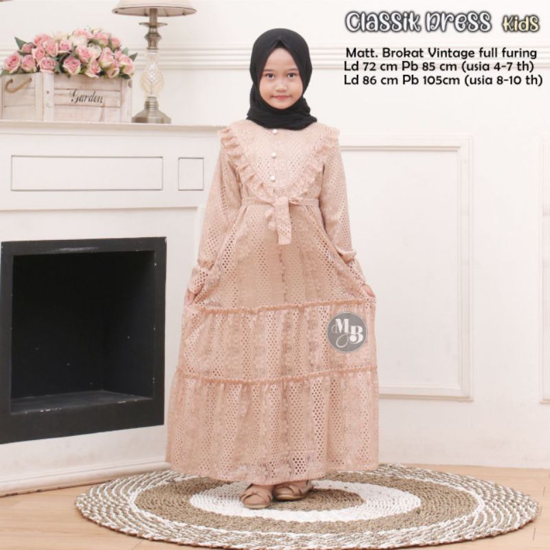 Classic kids gamis brokat anak gamis couple anak dan  mama gamis modern  gamis anak warna putih gami