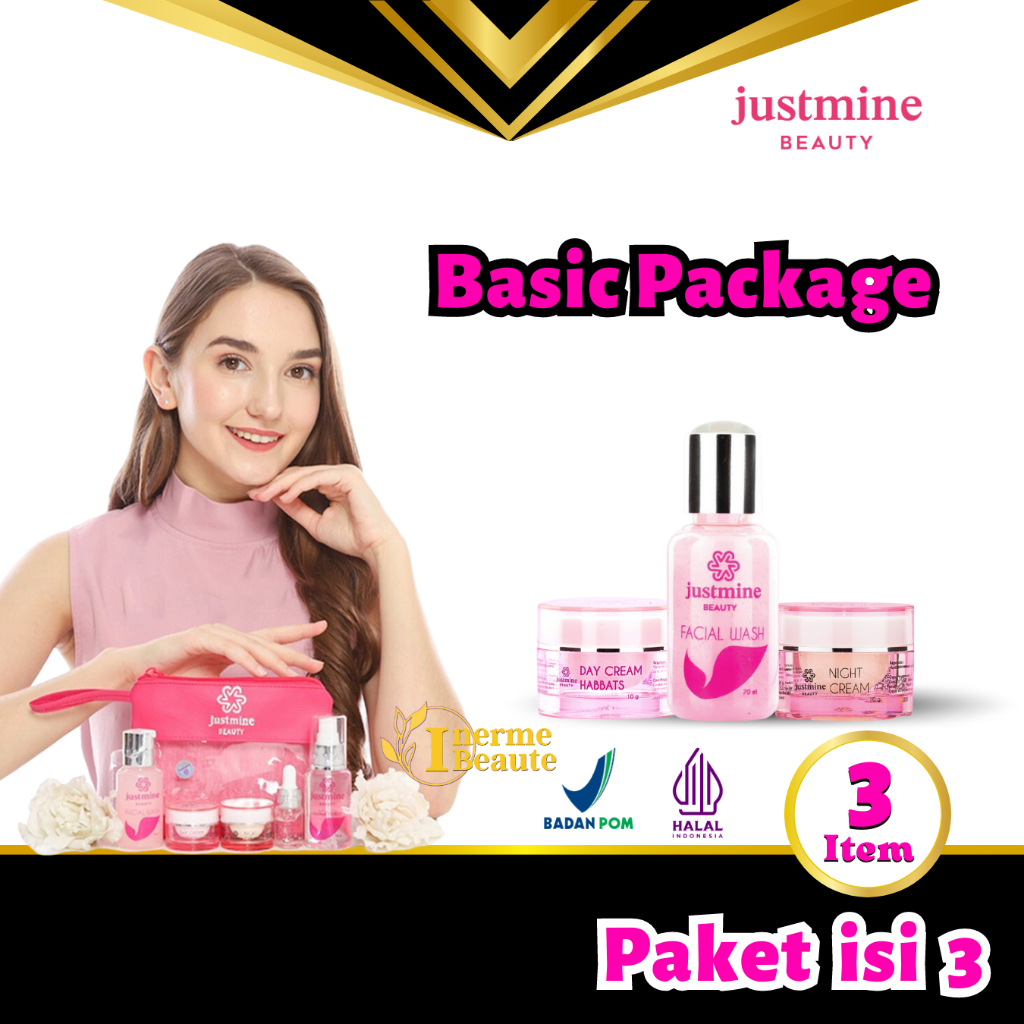 Justmine Beauty Skincare Paket isi 3 All Varian Series - Untuk Semua Jenis Kulit