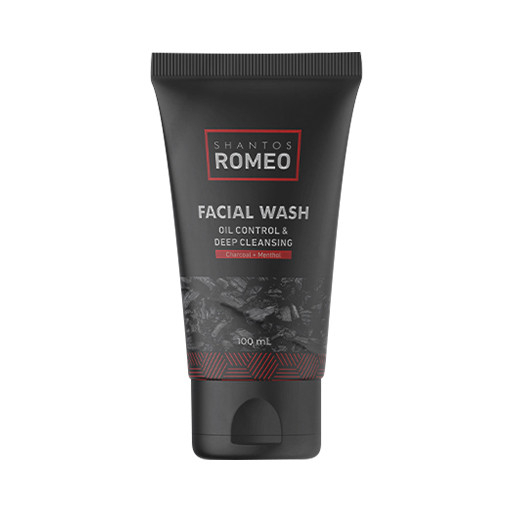 Shantos Romeo Facial Wash Oil Control &amp; Deep Cleansing Charcoal + Menthol 100 Ml