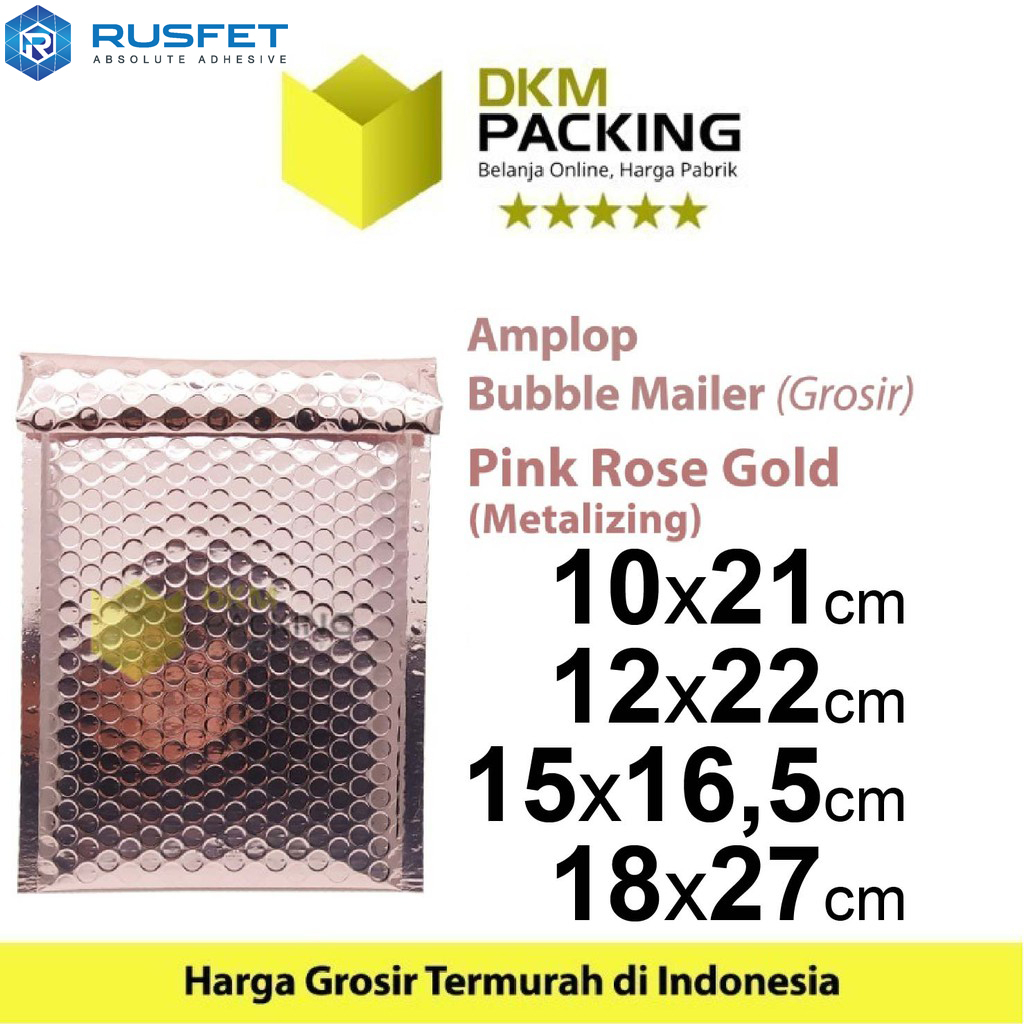 Diskon AMPLOP BUBBLE MAILER PINK ROSE GOLD BUBBLE WRAP ENVELOPE RUSFET PREMIUM/TERMURAH