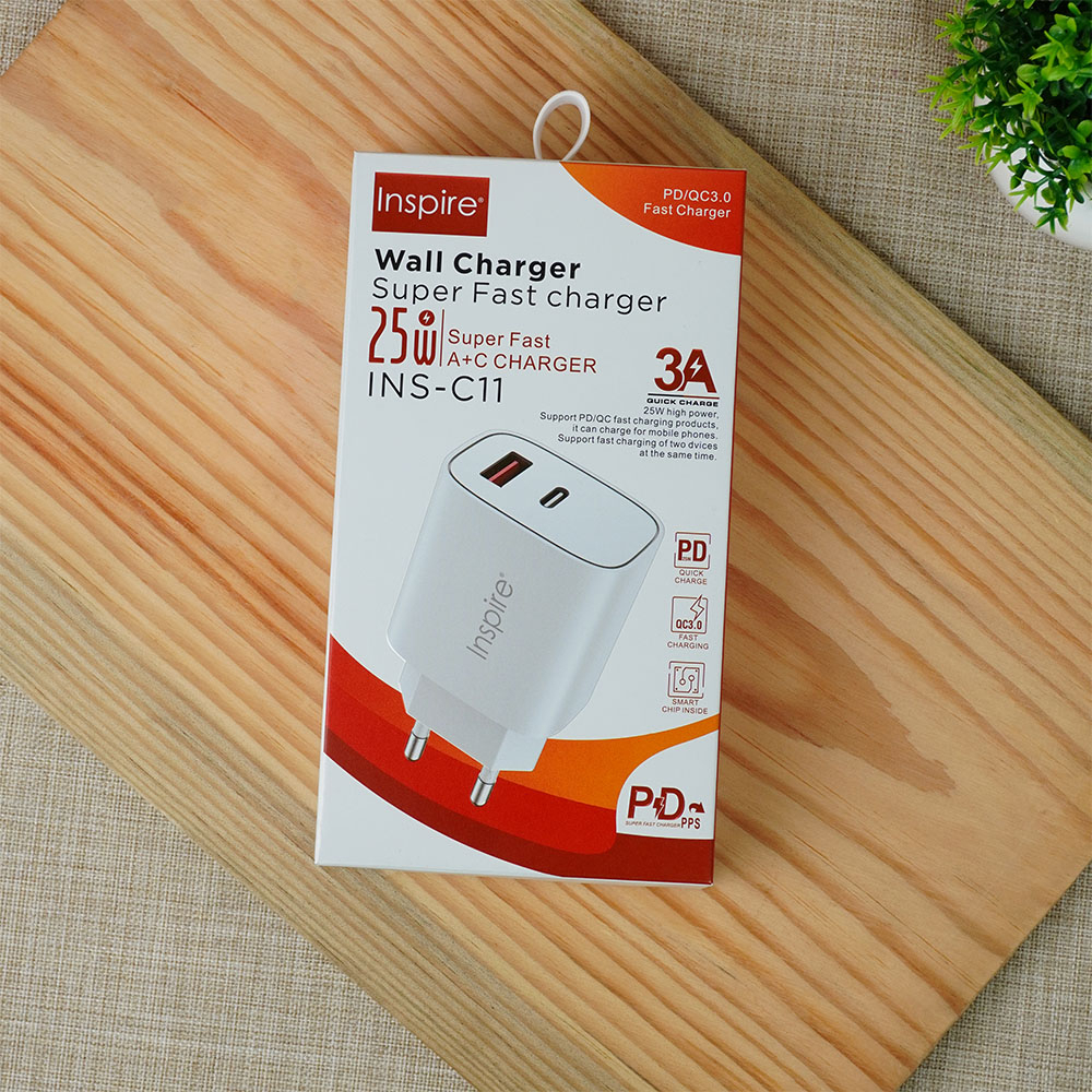 CHARGER FAST CHARGING KEPALA CHARGER ADAPTOR INSPIRE C11 25W PD QC 3.0 KEPALA ADAPTOR INSPIRE FAST CHARGING