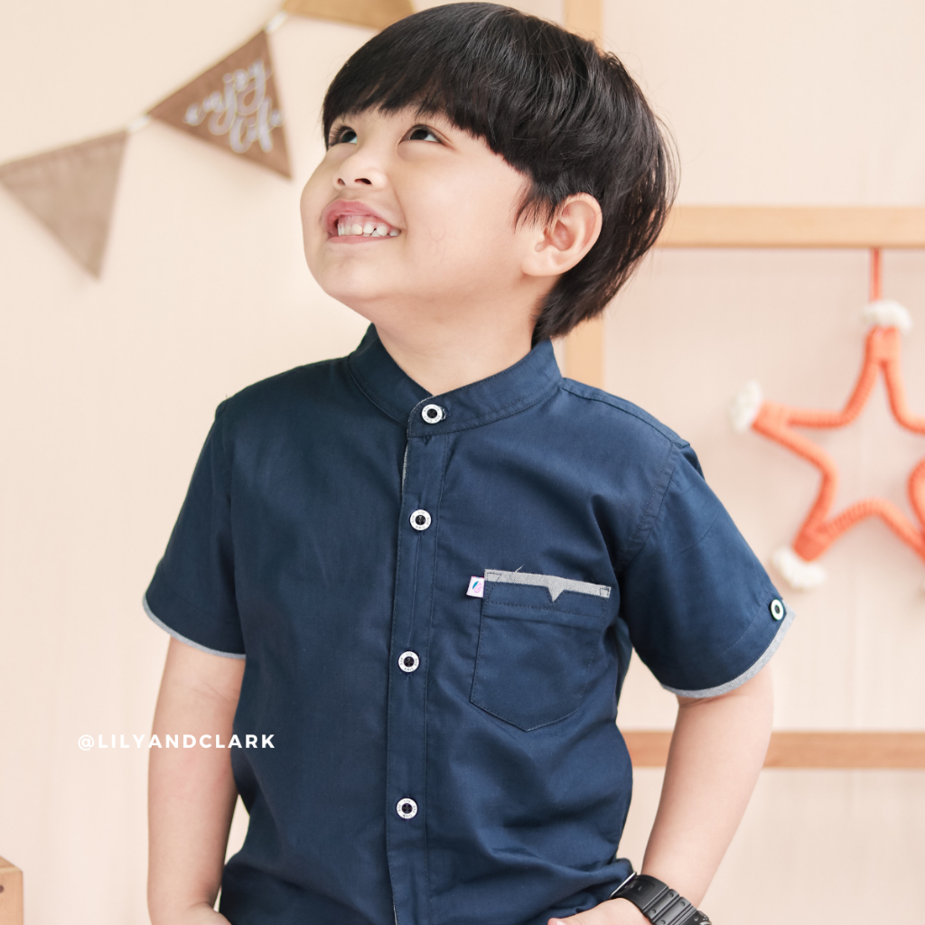 LILY AND CLARK KEMEJA PENDEK ANAK LAKI-LAKI KP01 NAVY