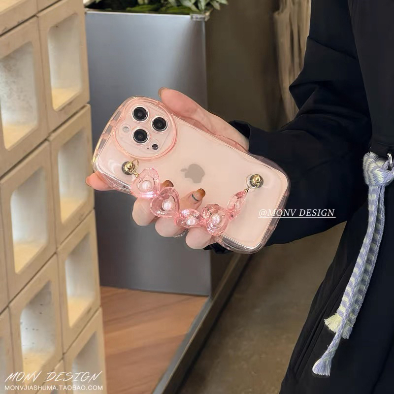 Transparan Pink Candy with Heart Holder Softcase Casing Case HP Lucu iphone XS XS Max XR 11 Pro Max 12 Pro Max 13 Pro Max 14 Pro Max