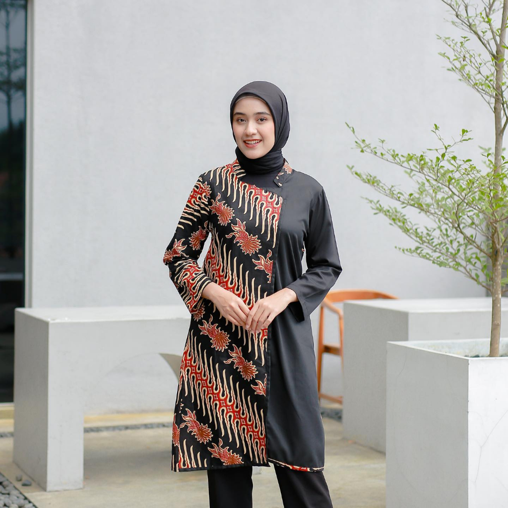 Benang Raja Tunik Batik Wanita Dewasa katun Motif Parang Kembang
