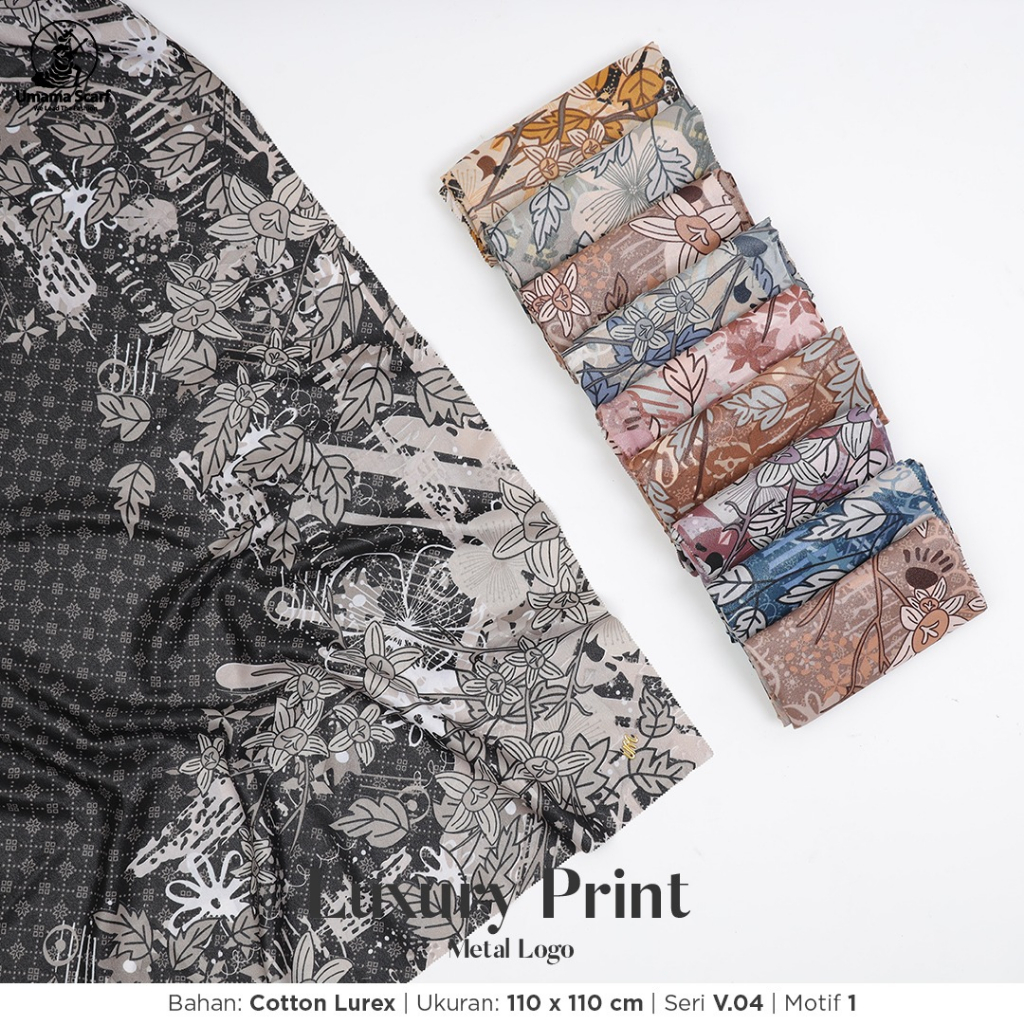 PILIH WARNA UMAMA Hijab Segiempat Luxury Motif Print Lasercut Metal Logo