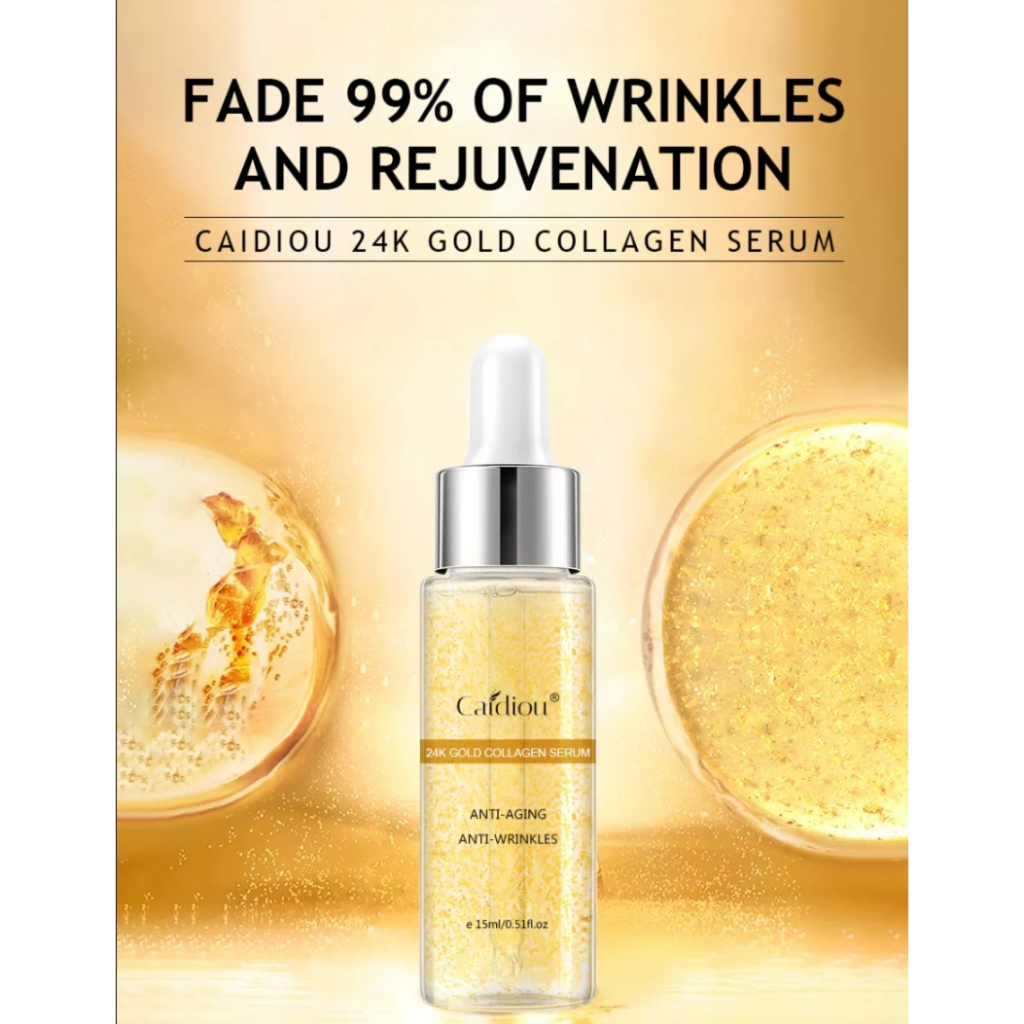 CAIDIOU SERUM KOLAGEN EMAS 24K SERUM PERAWATAN KULIT PENUAAN PENGECIL PORI-PORI/MINYAK ESSENSIAL PEL