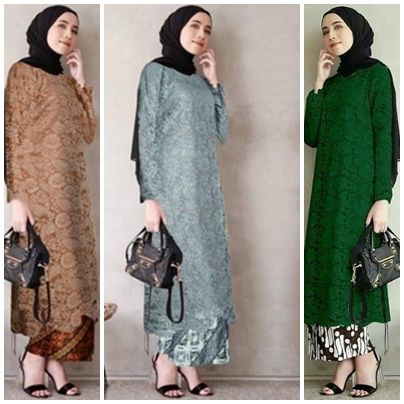 TERBARU PROMO ZALORA GROSIR_ SETELAN tunik Jumbo + ROK BATIK/KEBAYA BROKAT / BROKAT MODERN / KEBAYA 
