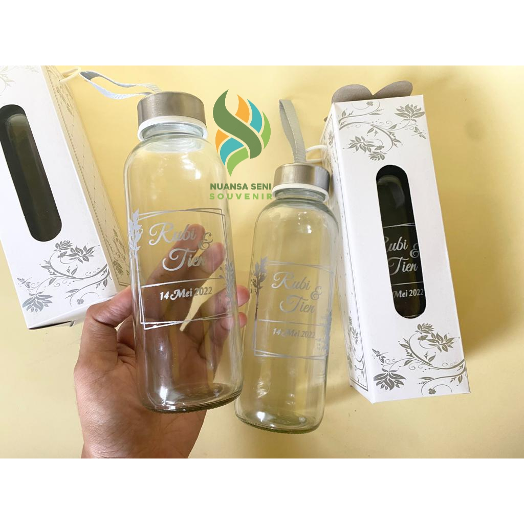 Souvenir Pernikahan Botol Minum Botol Tumbler Kaca Bening Botol Termos Kaca Sablon Souvenir