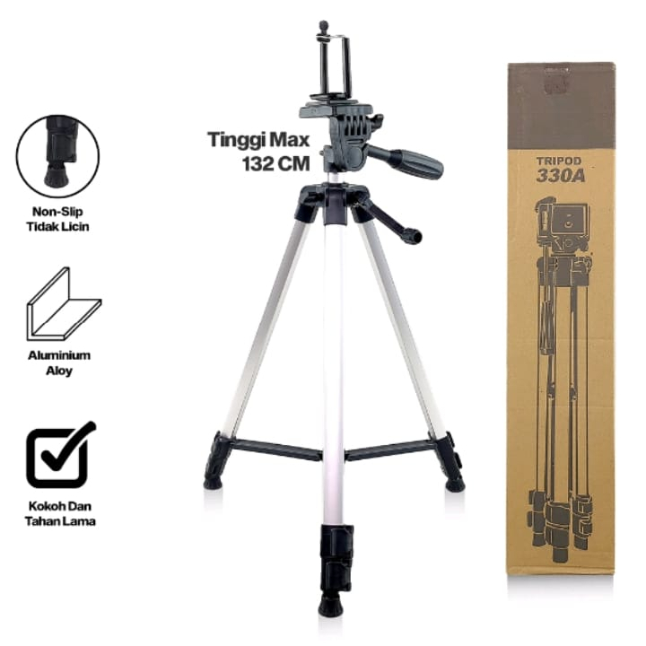 Tripod 330A Kokoh &amp; Berkualitas Camera Handycam Free Holder HP