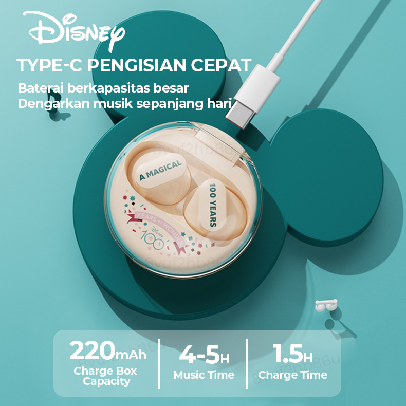 【Ready Stok】Original Disney TWS Wireless Earphone Bluetooth 5.3 Headset in-Ear Lanyard Gaming Peredam Kebisingan Earbuds For Android/iOS