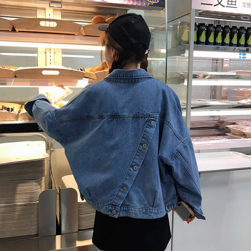 yikoo-Jakets denim desain yang dipersonalisasi longgar pendek coat wanita oversize