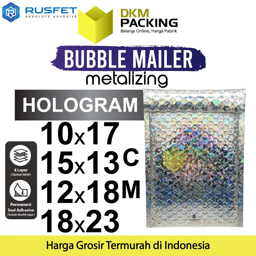 

AMPLOP BUBBLE WRAP HOLOGRAM RUSFET ENVELOPE BUBBLE BAG MAILER PREMIUM TERMURAH / SATUAN