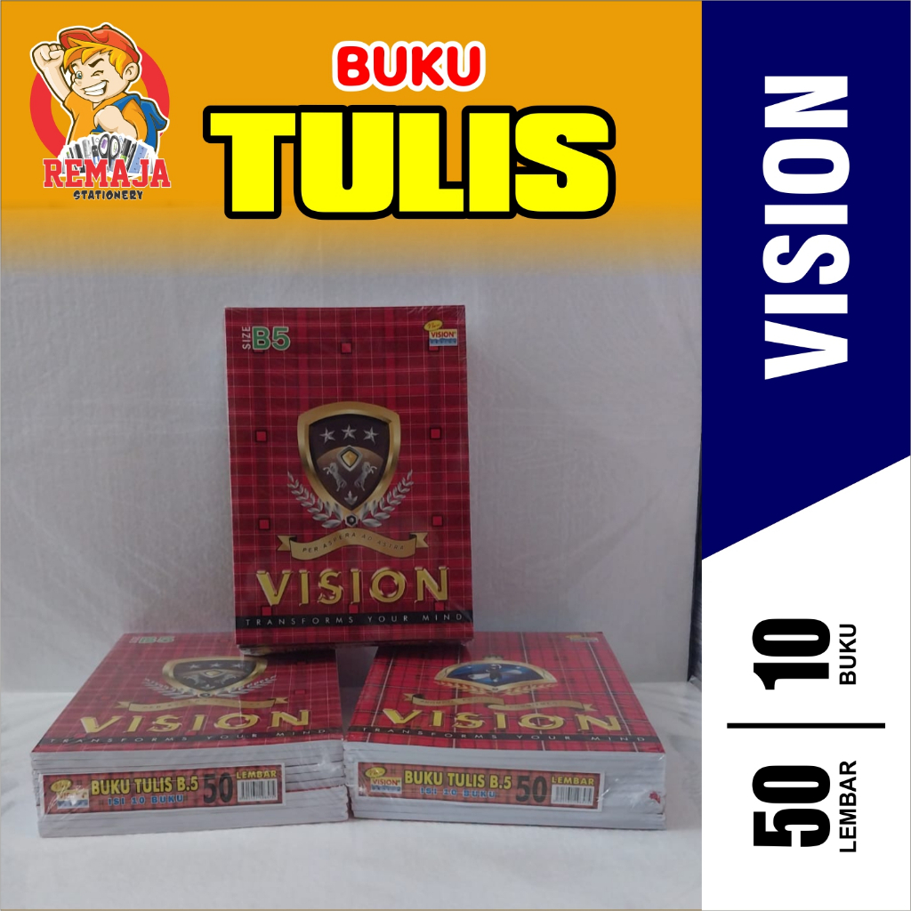 

Buku Tulis VISION BOXY isi 50 lembar per pack isi 10 BUKU