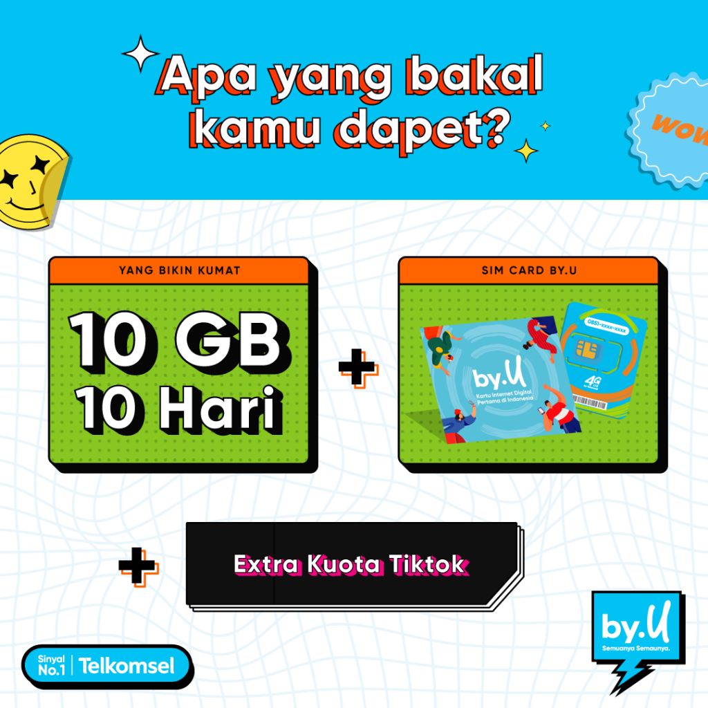 Kartu Perdana by.U Kuota 10 GB | 10 Hari