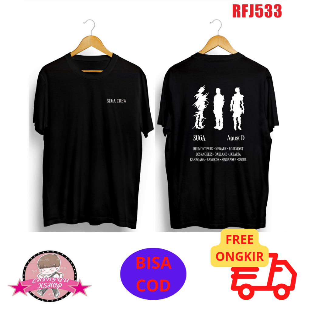 (RFJ533) BAJU KAOS BTS SUGA MIN YOONGI AGUSTD CREW