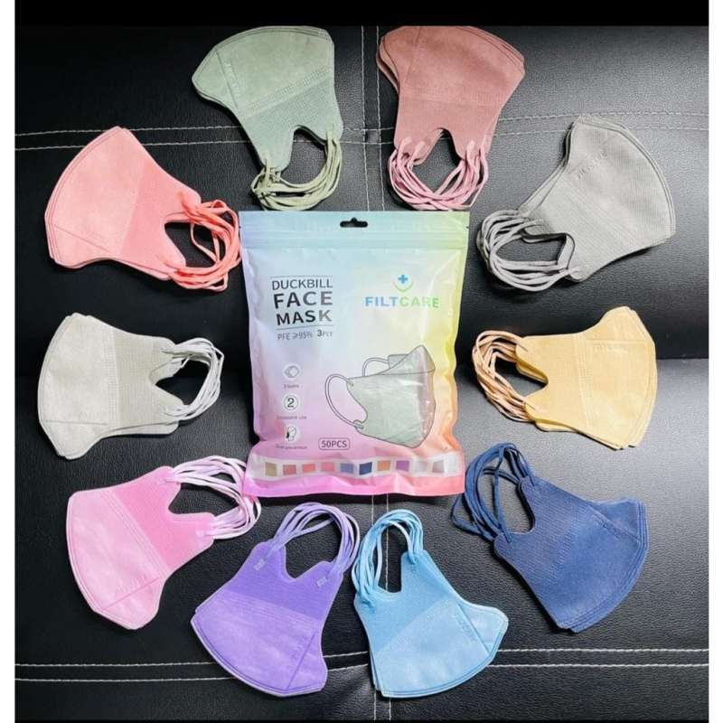 MASKER DUCKBILL WARNA MIX FILTCARE 1BOX ISI 50 PCS