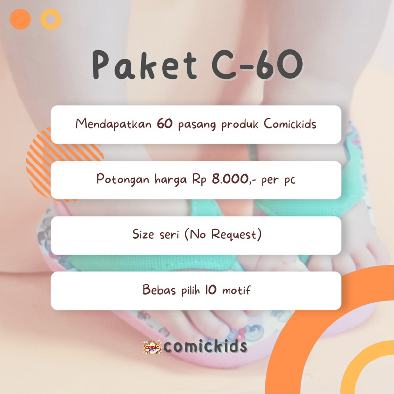 PAKET USAHA 60 Pcs Sandal Anak COMICKIDS Peluang Bisnis Pemula Promo Paket Reseller Eceran Grosir Agen Sandal Supplier Trusted - PAKET C isi 60 PCS