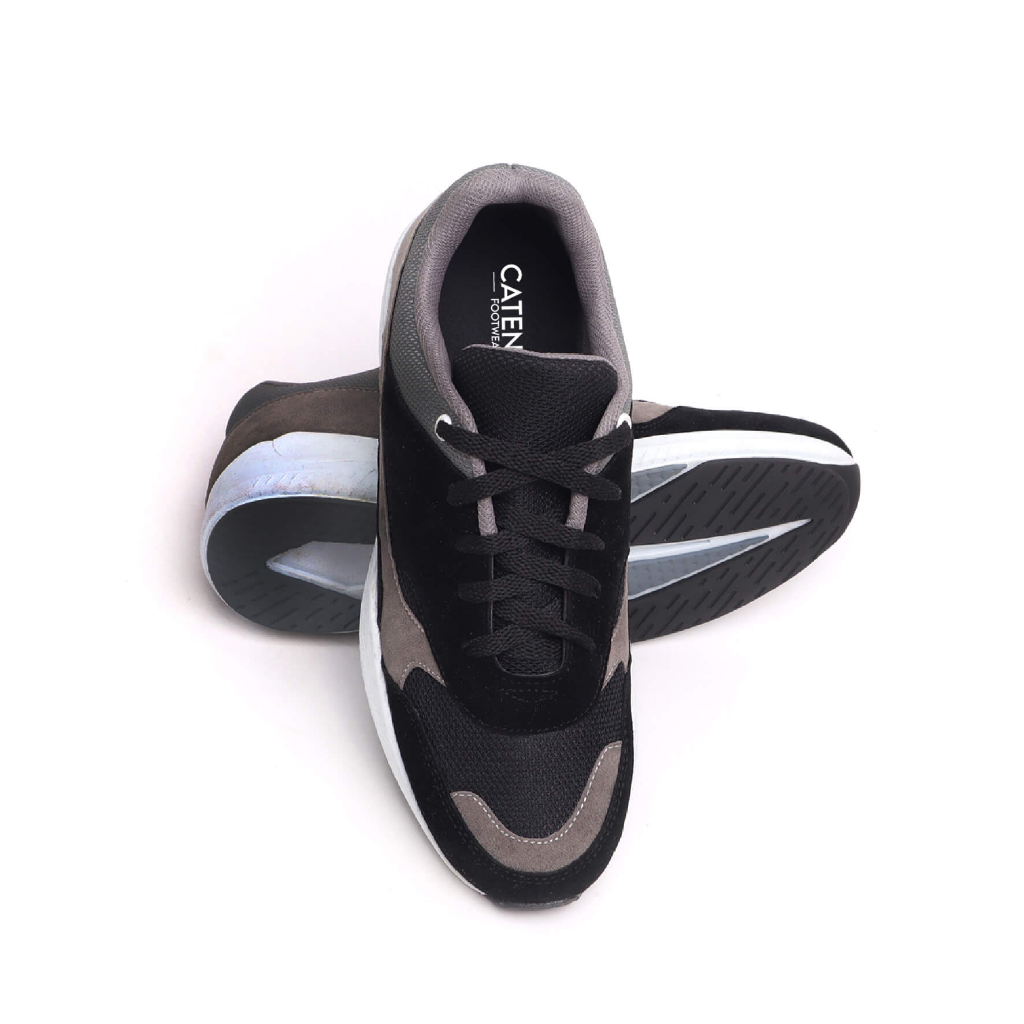 Sepatu Laki- Laki Hitam Kombinasi Catenzo - AT 129 Sepatu Sneakers Sintetis Casual Pria